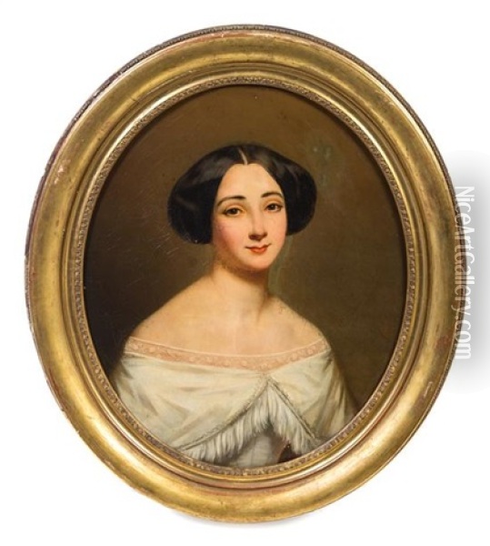 Portrait D'une Jeune Femme Oil Painting - Jean Guillaume Elsidor Naigeon