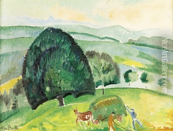 Paysage Bernois, Le Grand Arbre Oil Painting - Alice Bailly