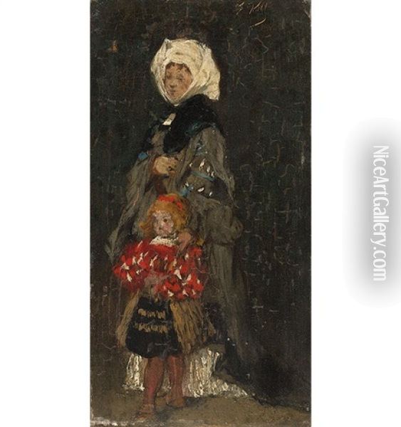 Mutter Mit Kind Oil Painting - Gotthardt Johann Kuehl