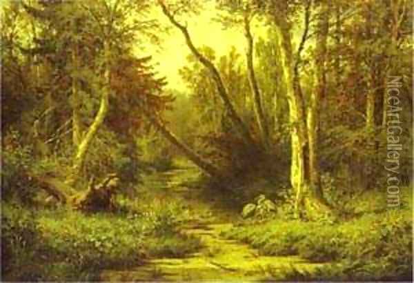 Forest Landscape With Herons 1870 Oil Painting - Ivan Shishkin