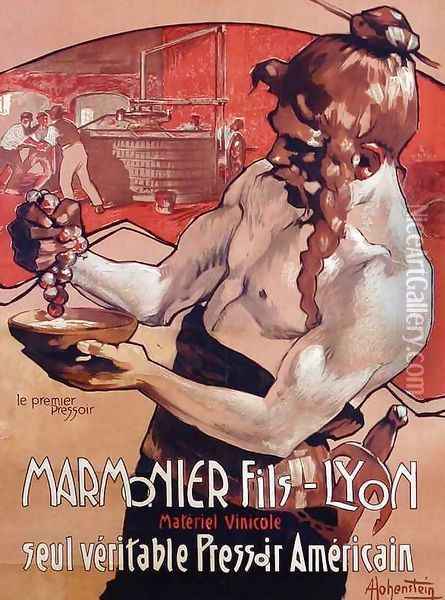 Advertisement for Marmonier Fils Lyon Oil Painting - Adolf Hohenstein