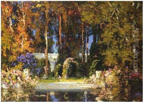 Luxuriant Garden Oil Painting - Thomas E. Mostyn