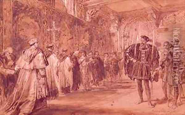 Henry VIII and Cardinal Thomas Wolsey Oil Painting - Sir John Gilbert