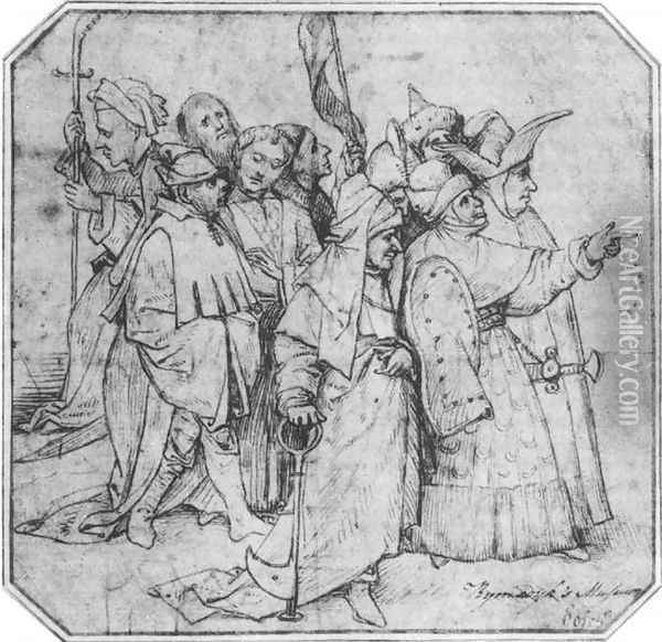 Group of Male Figures Oil Painting - Hieronymous Bosch