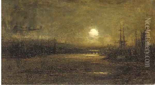 Inverness under moonlight Oil Painting - David Farquharson