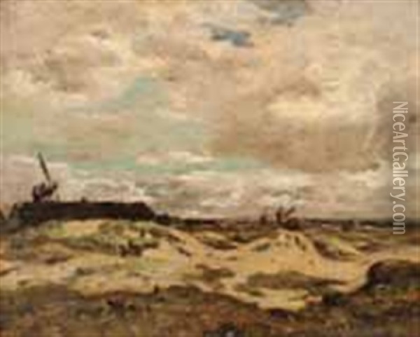 Bord De Riviere Au Moulin Oil Painting - Pierre Emmanuel Eugene Damoye