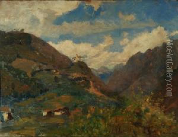 Valle Delle Prealpi Orobiche Oil Painting - Cesare Tallone