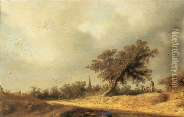 Paysage Pres D'un Arbre Dans La Campagne Hollandaise Oil Painting - Salomon van Ruysdael