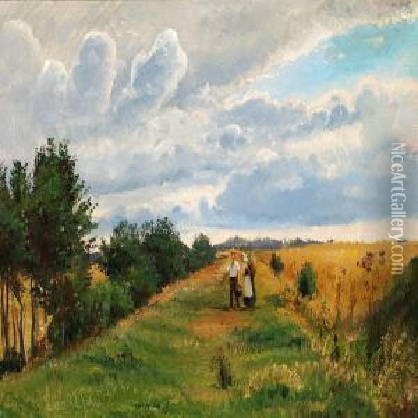 Homeward Bound After A Long Day's Work In The Field Oil Painting - Peter Christian T. Skovgaard