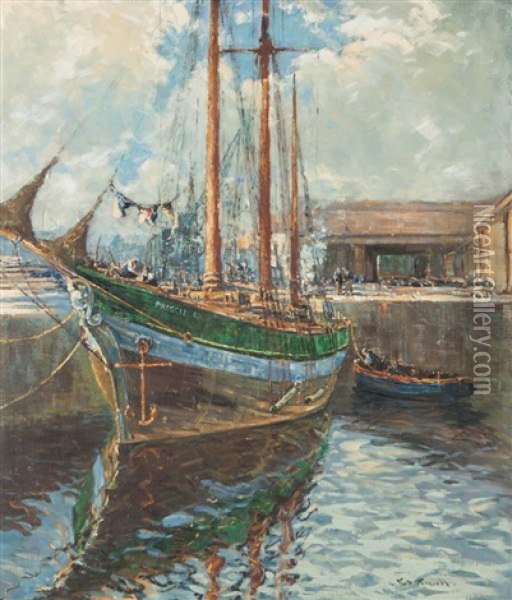 A Stranger In Port - The Priscilla Oil Painting - Robert D. Pasquoll