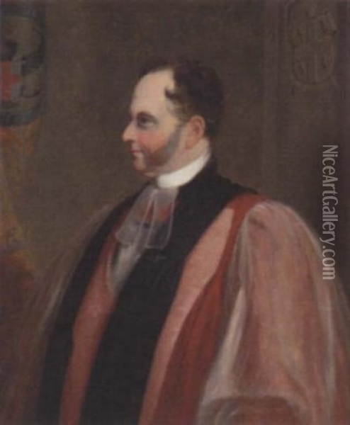 Portrait Of The Hon. And Right Reverend Henry Montague Villiers, Bishop Of Durham, In Clerics Robes Oil Painting - John Bewick