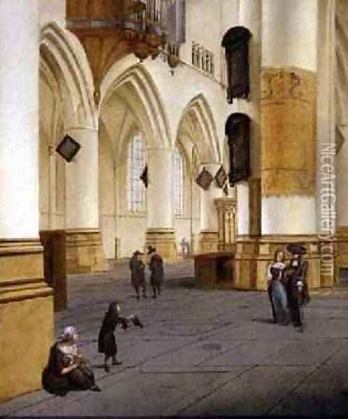 View of the south aisle of the church of St Bavo Haarlem Oil Painting - Isaak Nickelen