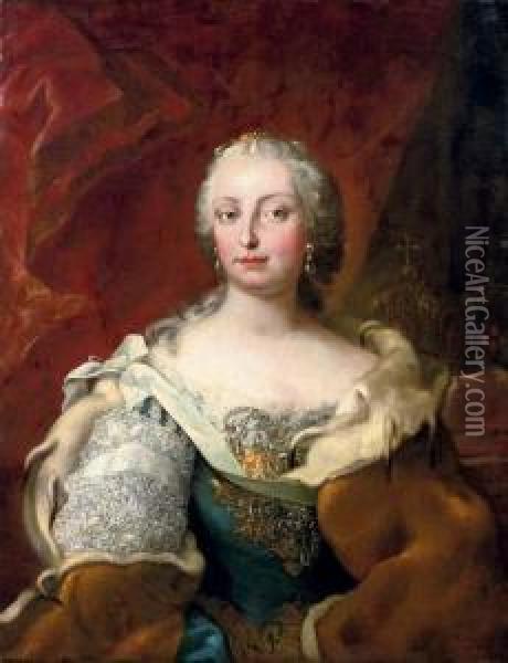 Portrait Of A Royal, Said To Be Empress Maria Theresa Oil Painting - Ircle Of Martin Van Mytens