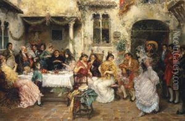 The Wedding Party Oil Painting - Juan Pablo Salinas Y Teruel