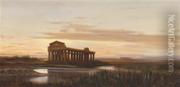 Tempel Hera In Paestum Oil Painting - Marie Ertl