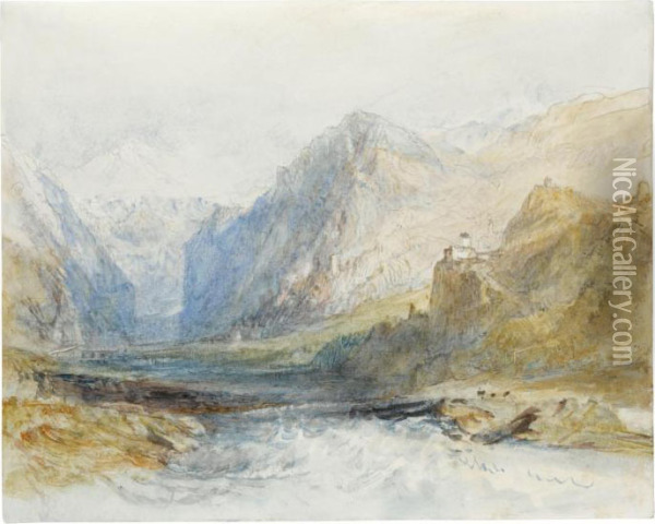 The Domleschg Valley, Looking North To The Gorge At Rothenbrunnen Oil Painting - Joseph Mallord William Turner