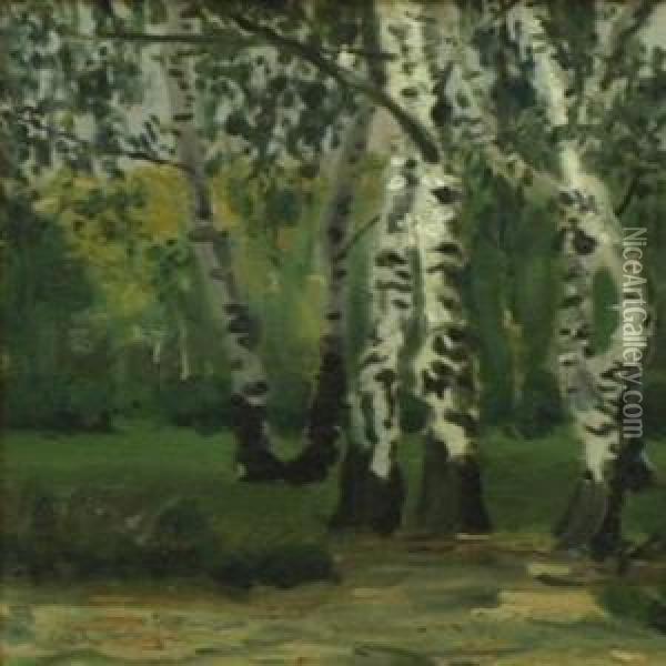 Im Birkenwald Oil Painting - Walter Ophey