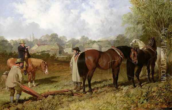 Morning: Preparing to Plough, 1848 Oil Painting - John Frederick Herring Snr
