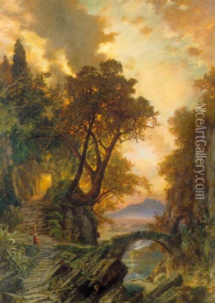 Italienische Landschaft Oil Painting - Ludwig Heinrich Theodor (Louis) Gurlitt