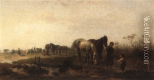 The Encampment Oil Painting - Julius Noerr