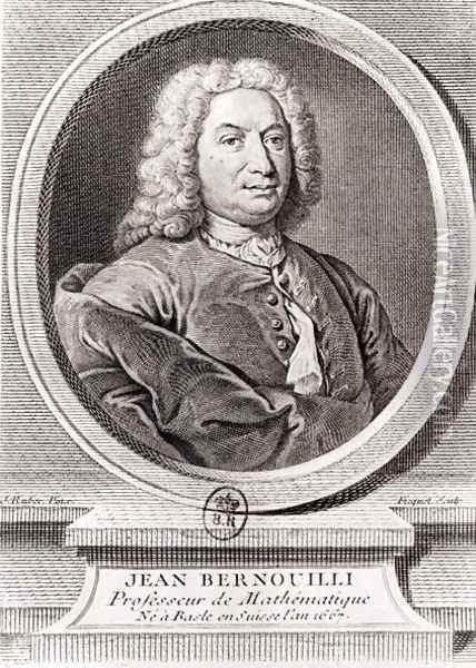 Portrait of Jean Bernoulli 1667-1748 engraved by Etienne Ficquet 1719-94 Oil Painting - Ruber, J.