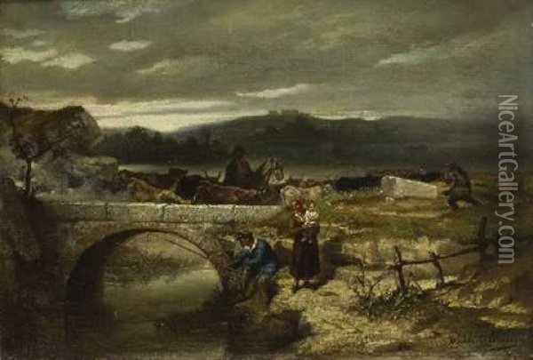 Landschaft Mit Bauern Und Hirten Oil Painting - Benedict Masson
