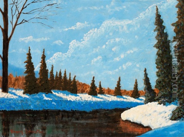 Northern Beauty In Winter Oil Painting - Francis Hans Johnston