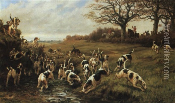 The Pack In Pursuit Oil Painting - Thomas Blinks