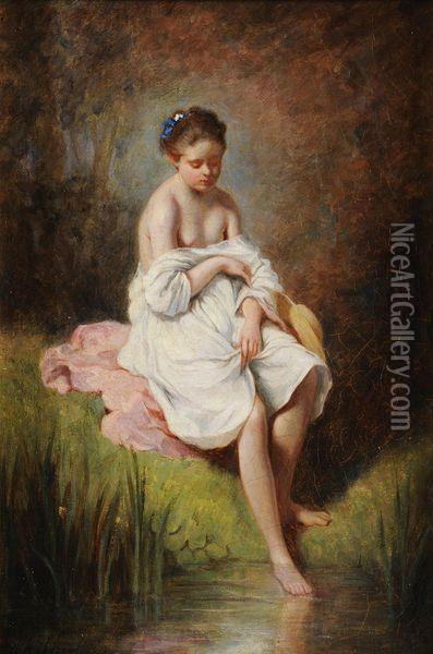 Jeune Fille Au Bain Oil Painting - Charles Josua Chaplin