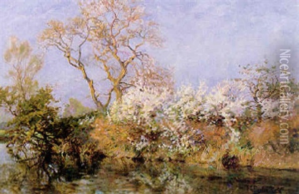 The Riverbank In Spring Oil Painting - Robert Payton Reid