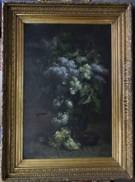 Bouquet De Lilas Dans Un Vase Oil Painting - Sebastien Charles Giraud