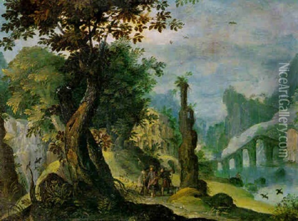 Phantastische Landschaft Mit Christus Und Den Emmausjungern Oil Painting - Paul Bril