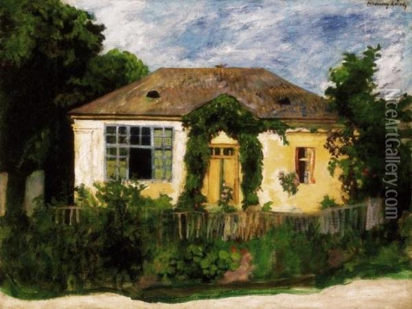 My Studio In Nagybanya (house Among Trees) Oil Painting - Karoly Ferenczy