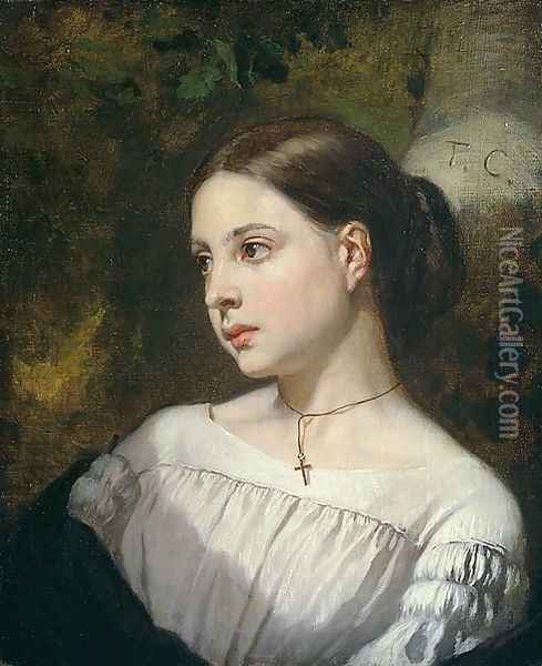 Portrait of a Girl Oil Painting - Thomas Couture