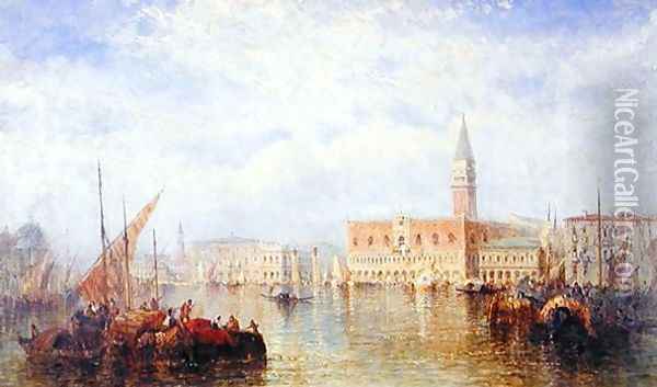 View of the Palazzo Ducale, Venice Oil Painting - J. Vivian