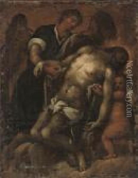 The Lamentation Oil Painting - Acopo D'Antonio Negretti (see Palma Giovane)