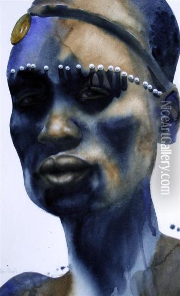 Portrait Of An African Tribesman Oil Painting - John Clay