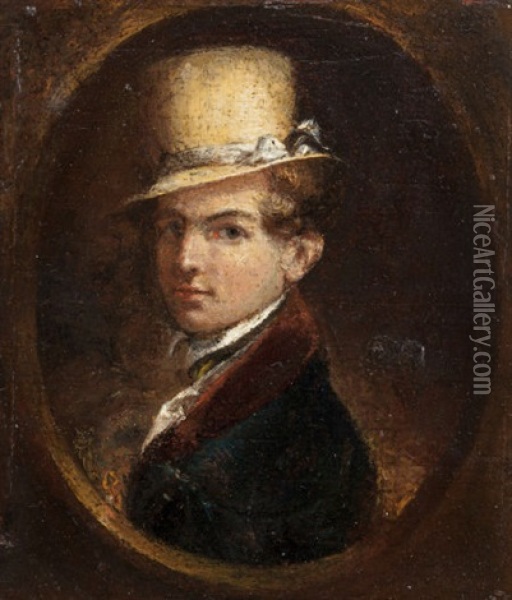 Portrait Of A Man In A Top Hat Oil Painting - Samuel F.B. Morse