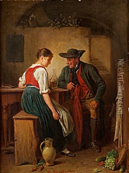 Pa Vardshuset Oil Painting - Friedrich Ritter von Malheim Friedlaender