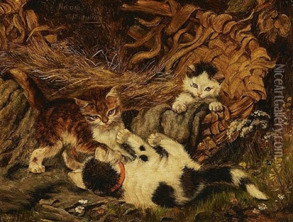 Cats Playing With Basket Oil Painting - Julius Adam the Younger