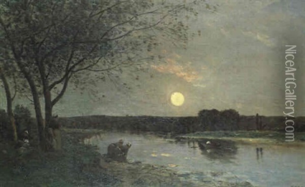 Lever De Lune Oil Painting - Hippolyte Camille Delpy