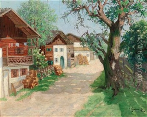 Village Road Oil Painting - Jakob Koganowsky