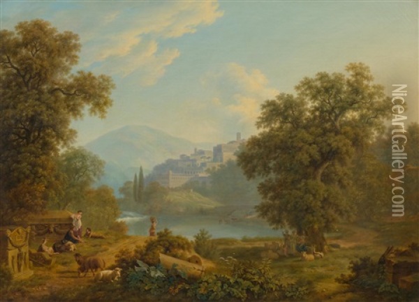 Landscape Near Tivoli Oil Painting - Pierre Louis De La Rive