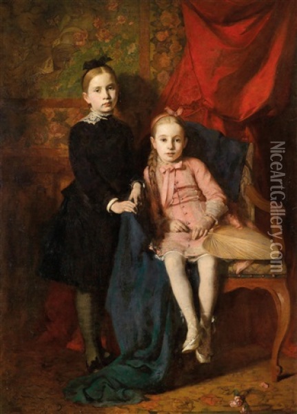 Geschwister Oil Painting - Franz Rumpler