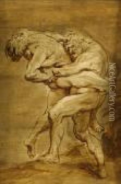 Hercules Och Antaeus Oil Painting - Peter Paul Rubens