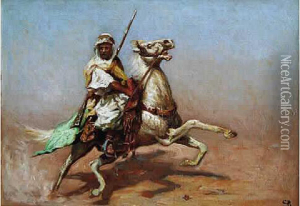 Cavalier Arabe. Oil Painting - Charles Hamilton