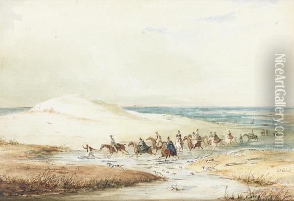La Pointe Aux Chevaux A Lege, Bassin D'arcachon Oil Painting - Gustave De Galard