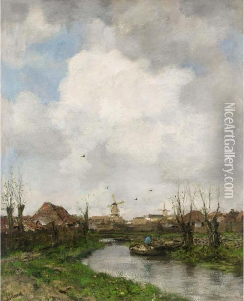 Landscape Near The Hague Oil Painting - Jacob Henricus Maris