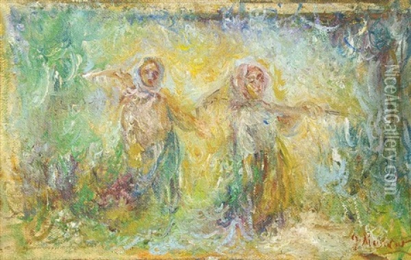 Zeny Na Poli Oil Painting - Grigorij Musatov