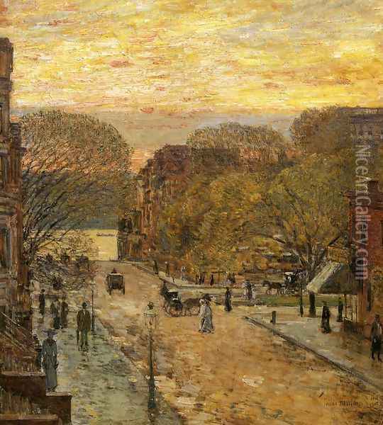 Spring on West 78th Street Oil Painting - Frederick Childe Hassam
